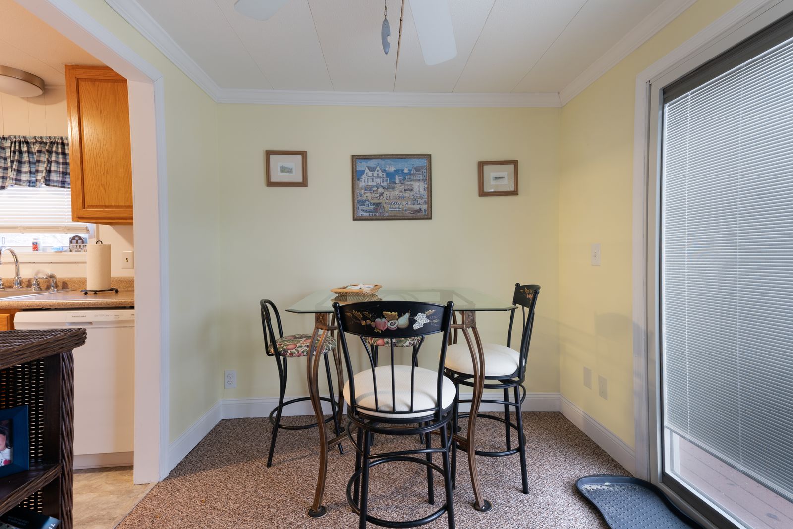Dining area with sliding door to the deck