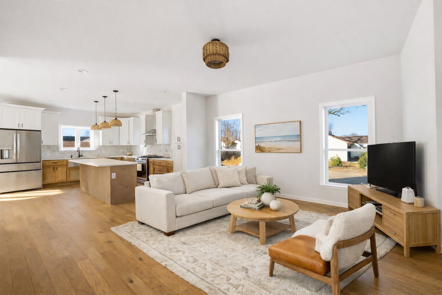 Virtually staged living room