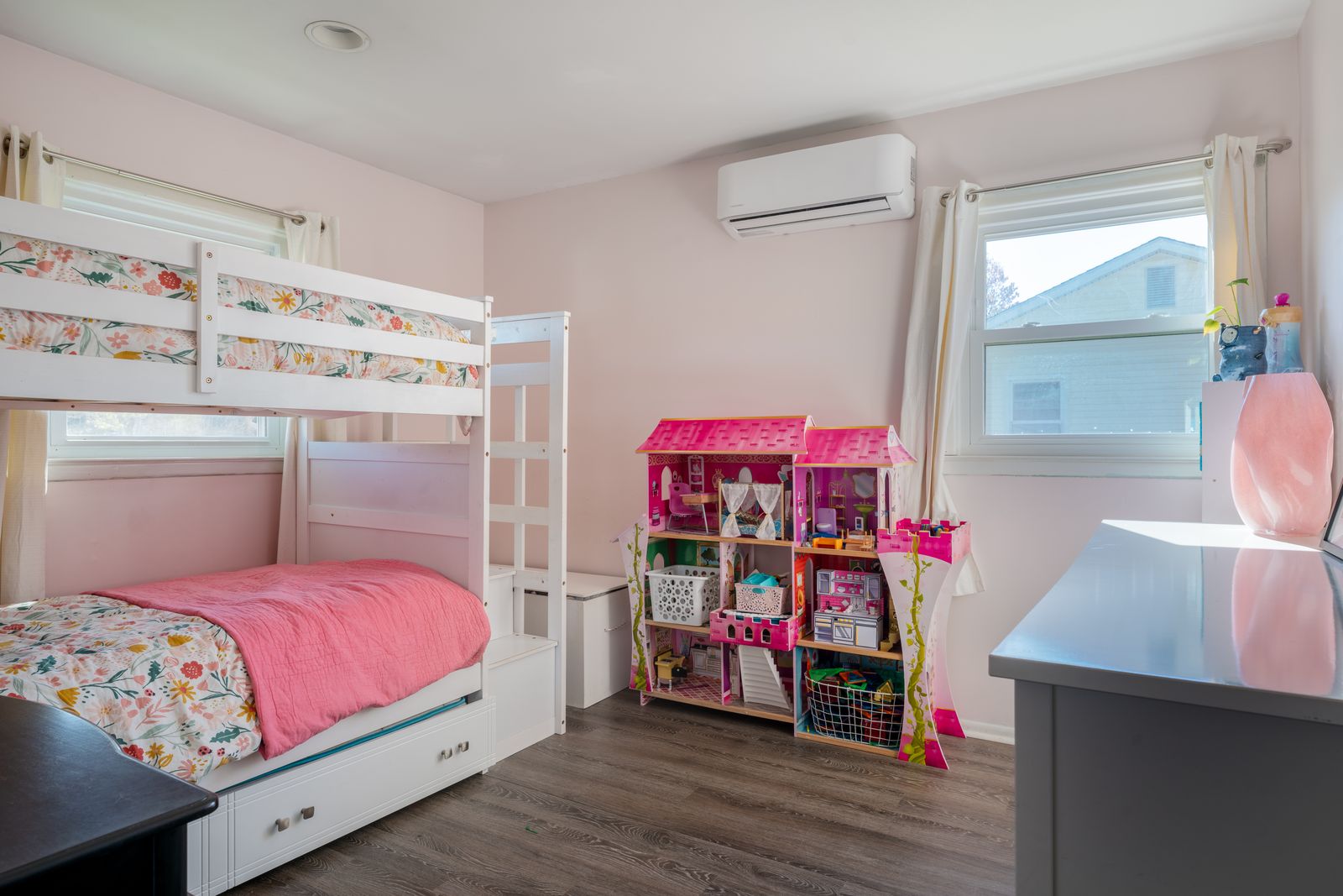 Kids room with white bunk beds