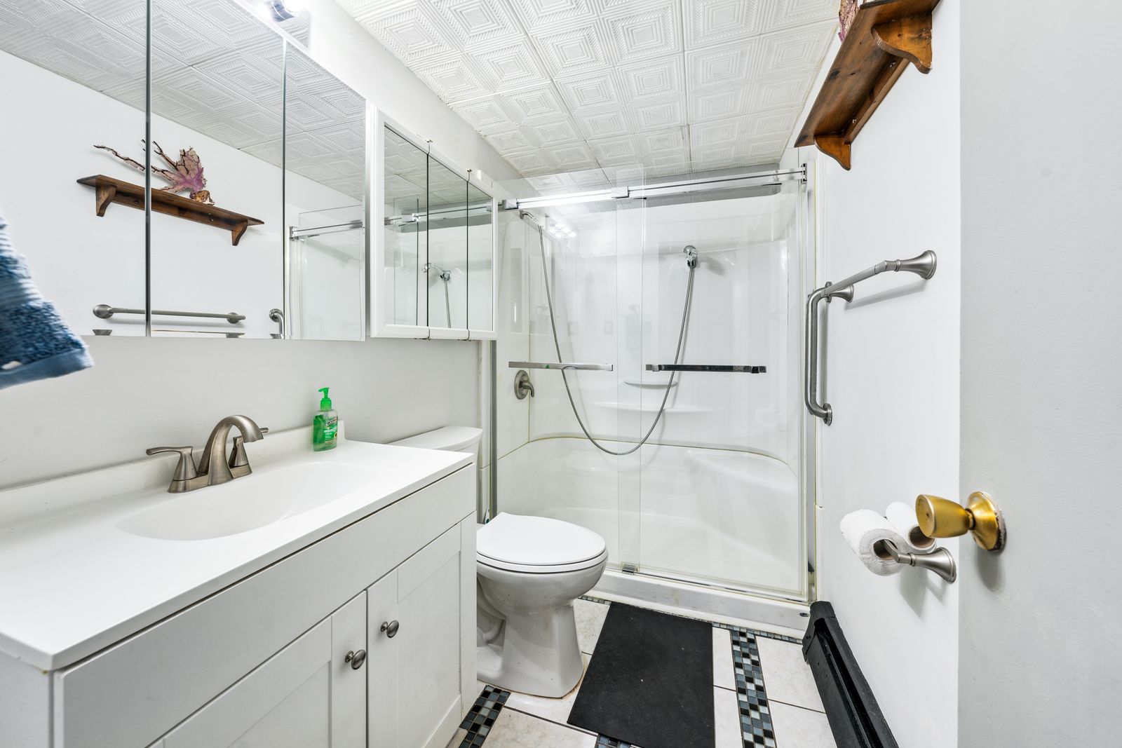 Bathroom with glass walk-in shower