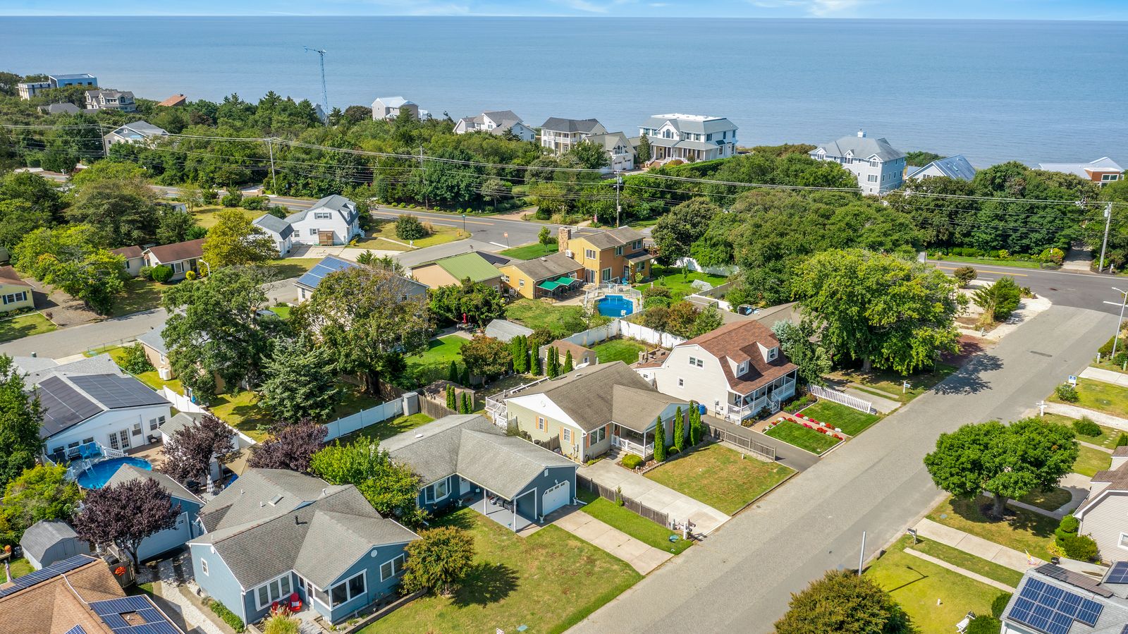 Aerial over Villas NJ toward the Delaware Bay