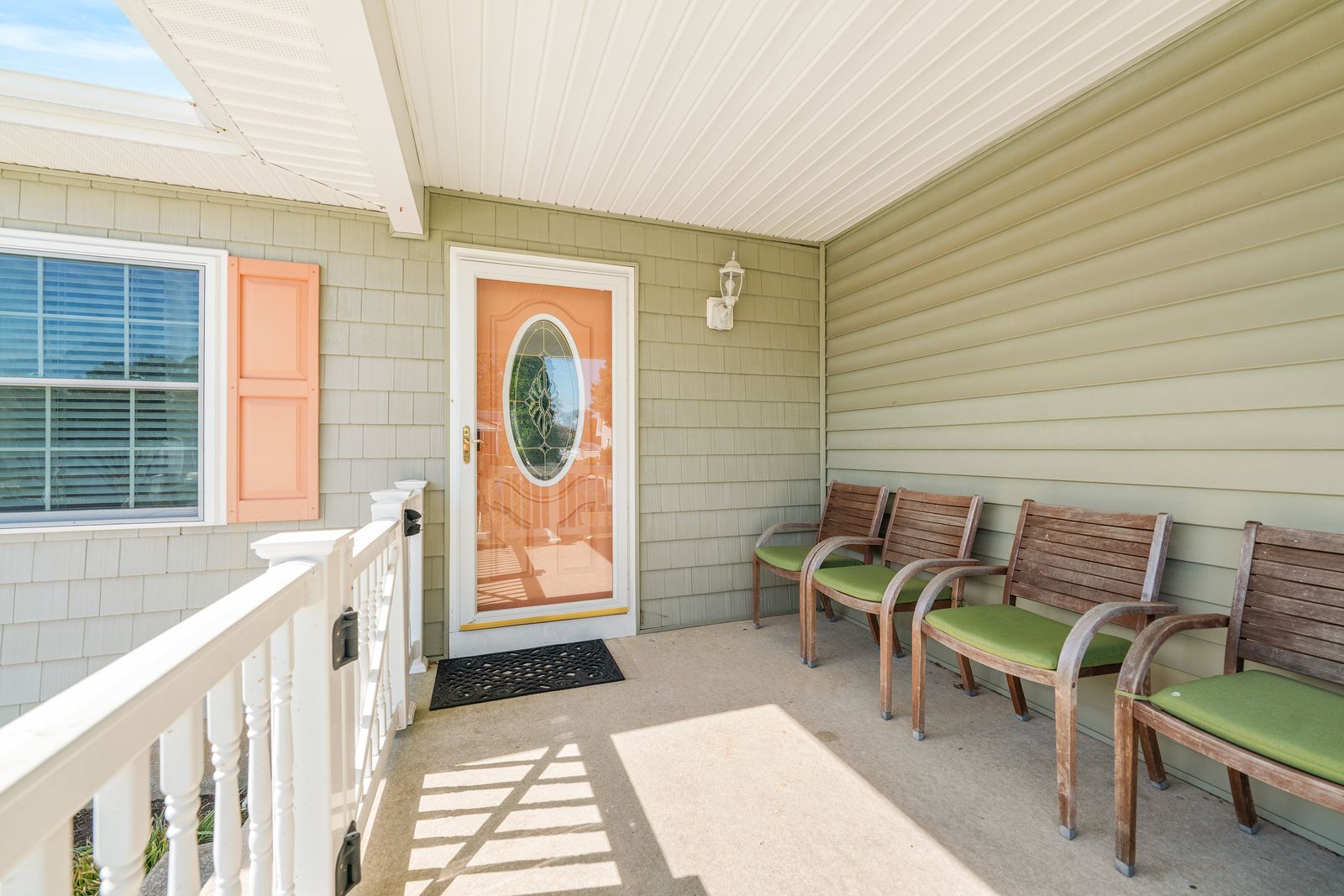Covered front porch with seating