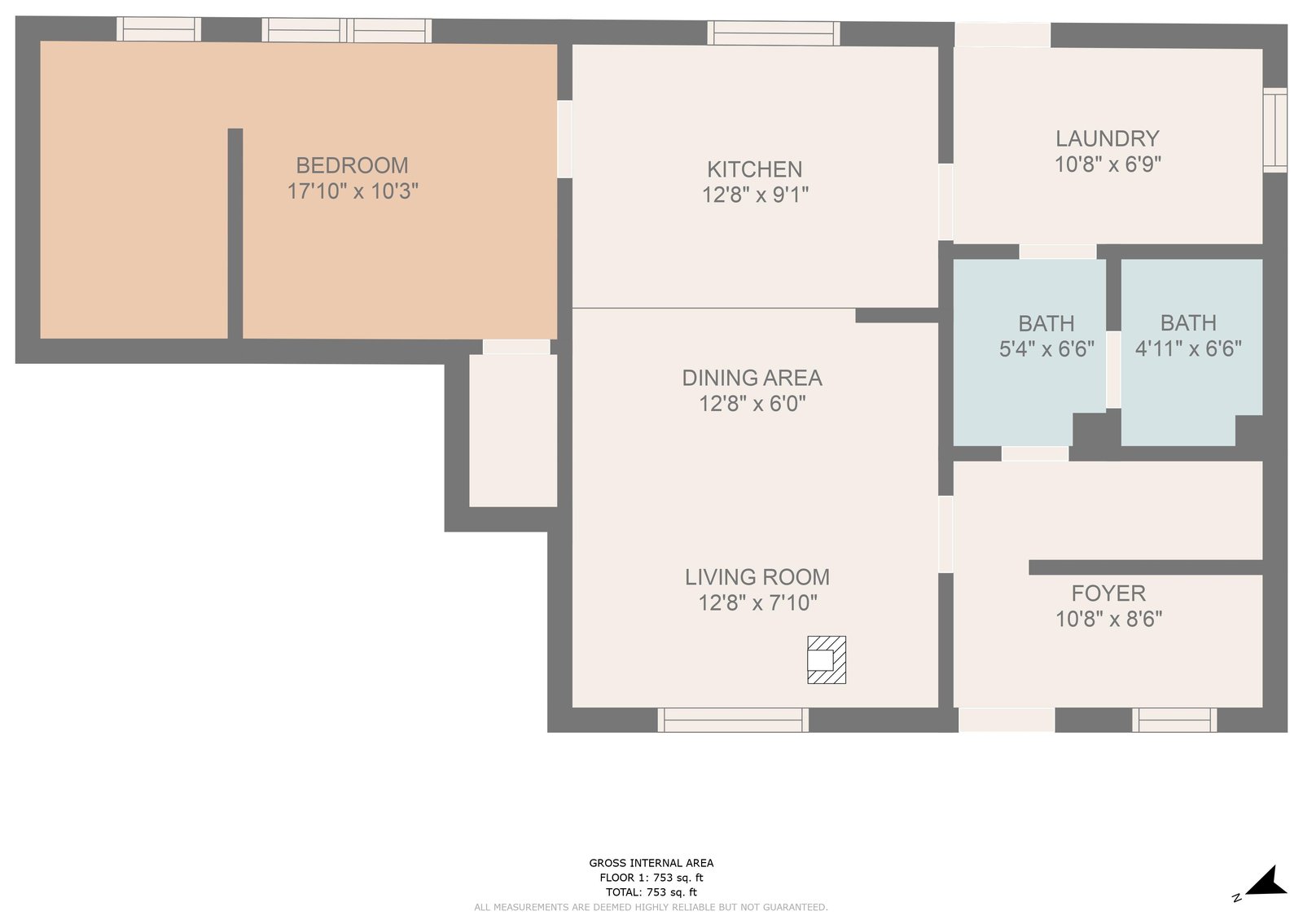 Color plan with room names and sizes