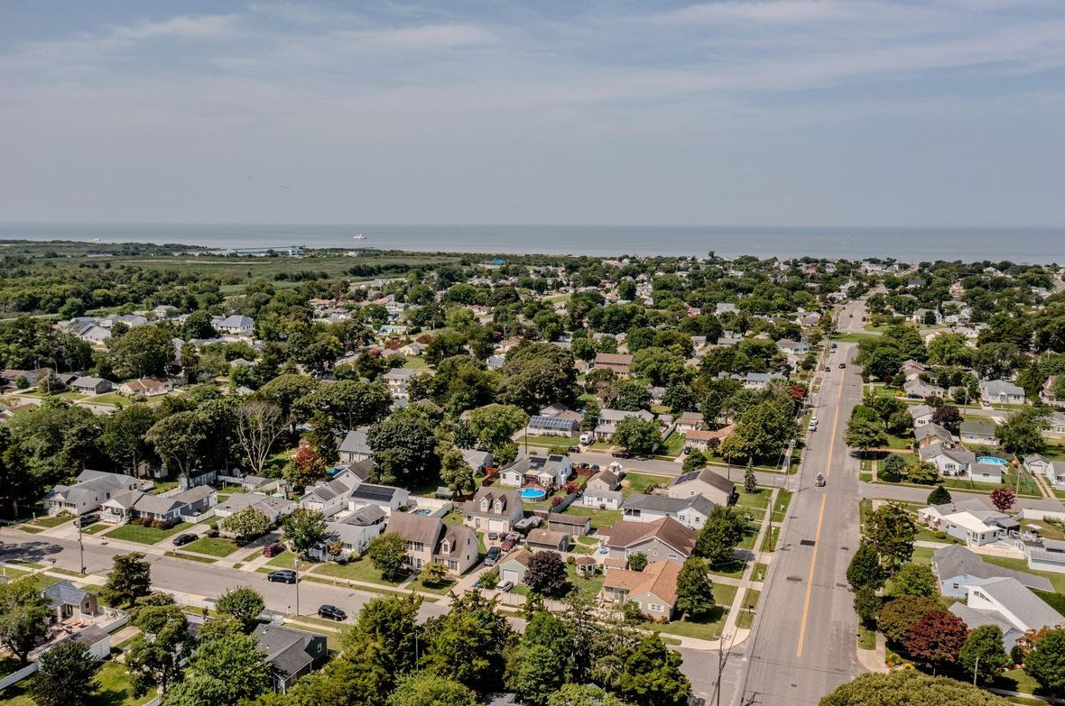 Aerial of a North Cape May neighborhood